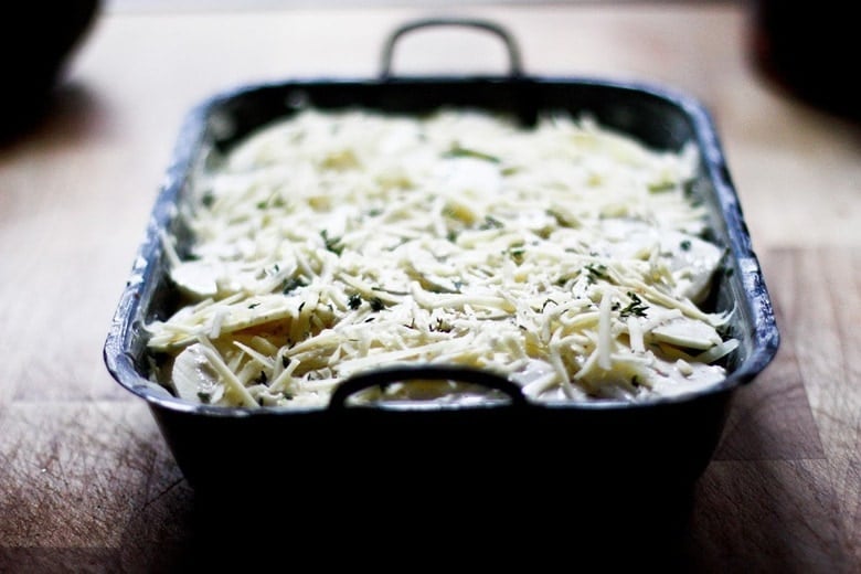 Parsnip Gratin With Gruyere and Thyme | www.feastingathome.com