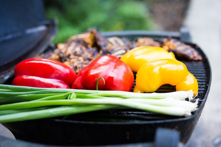 Grilled Tandoori Chicken- an easy authentic Indian recipe with a simple yogurt marinade using chicken thighs. Served with naan and Raita Sauce. #tandoorichicken #grilled #grilledchicken #indianrecipe