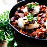 Sweet Potato Hash with Poached Eggs and Harissa | www.feastingathome.com
