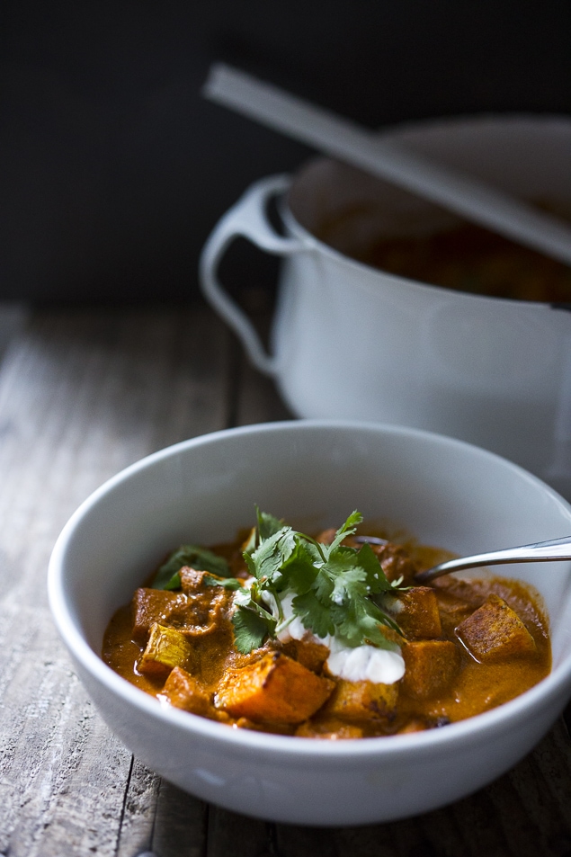 Butternut Tikka Masala Roasted Butternut Tikka Masala with fragrant Indian tomato curry sauce. Add chicken or chickpeas. Vegan, Gluten Free! | #butternut #tikkamasala | www.feastingathome.com