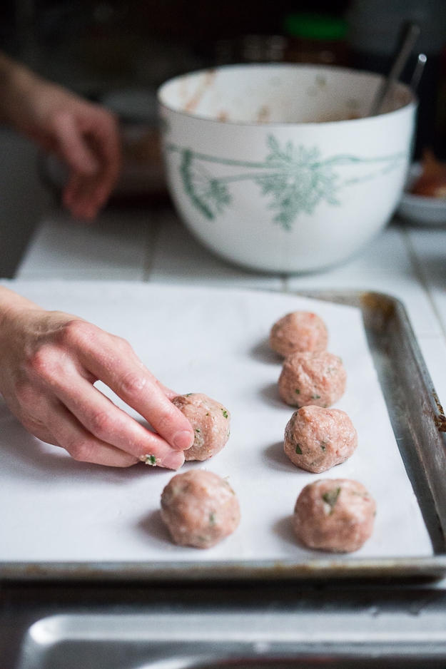 Thai Turkey Meatballs with Lemongrass Coconut Sauce | www.feastingathome.com