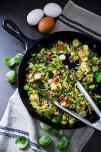 Brussels sprouts and bacon hash for breakfast