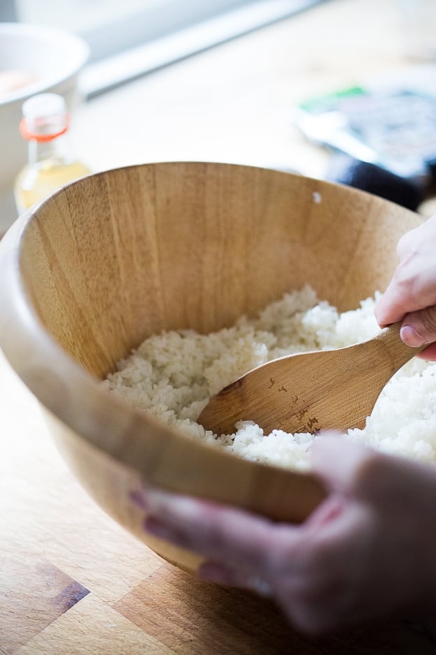 Seasoning Sushi Rice. 