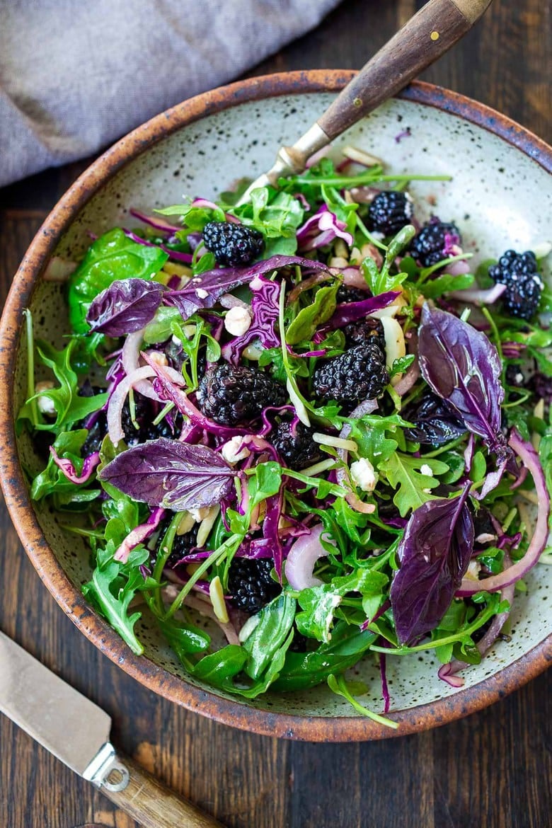 Blackberry salad in a bowl.