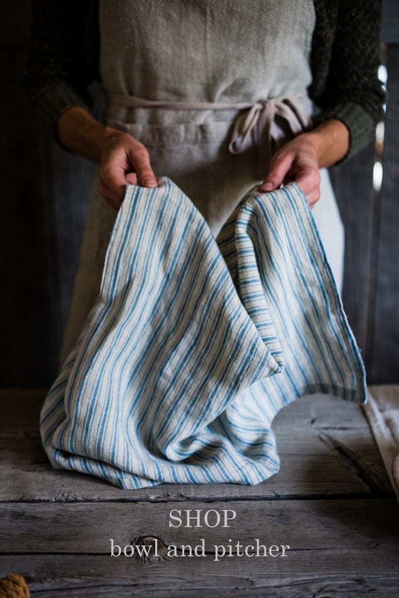 striped french linen towels from bowl and pitcher kitchen store. 