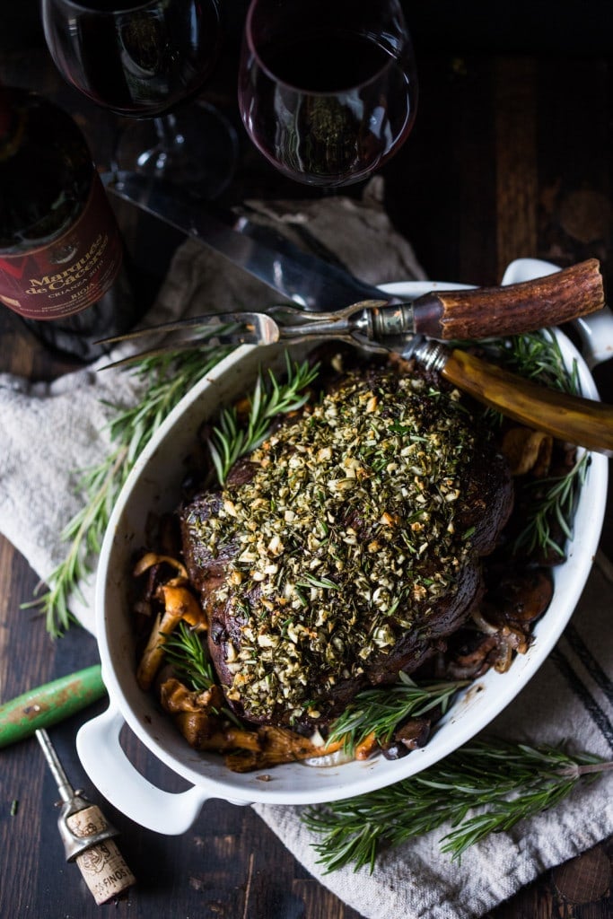 Rosemary Garlic Beef Roast with Wild Mushrooms , a simple elegant recipe perfect for your holiday dinner.