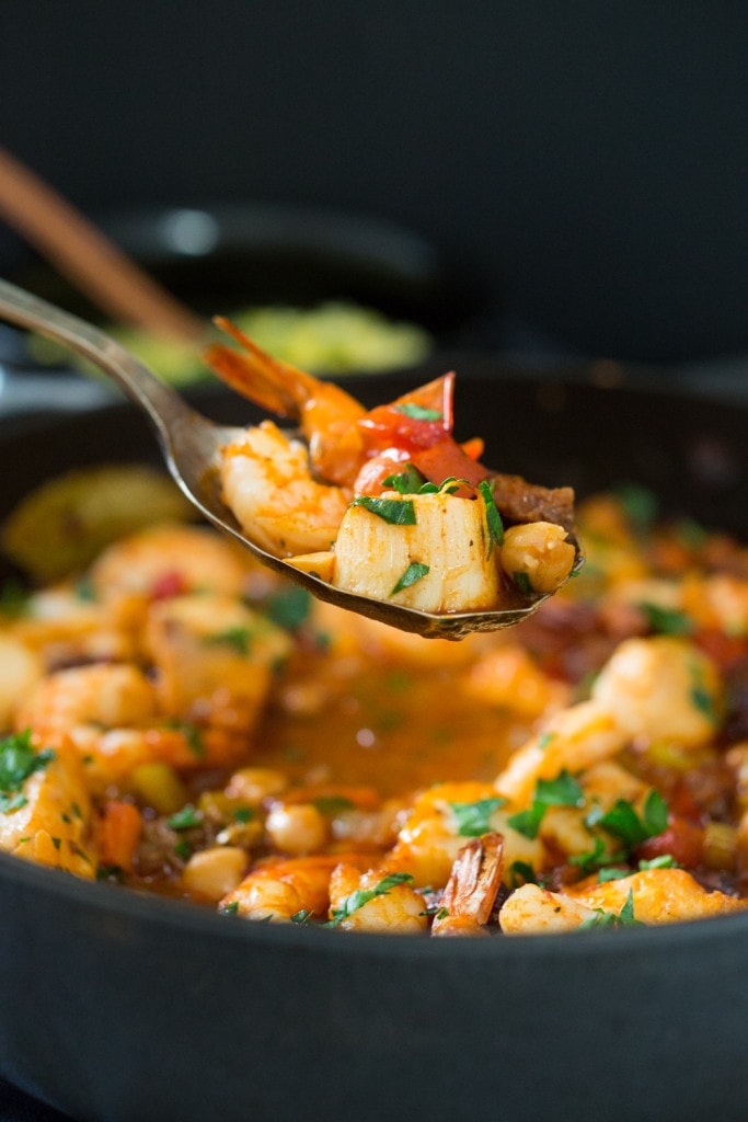 A spoonful of Spanish Seafood Stew
