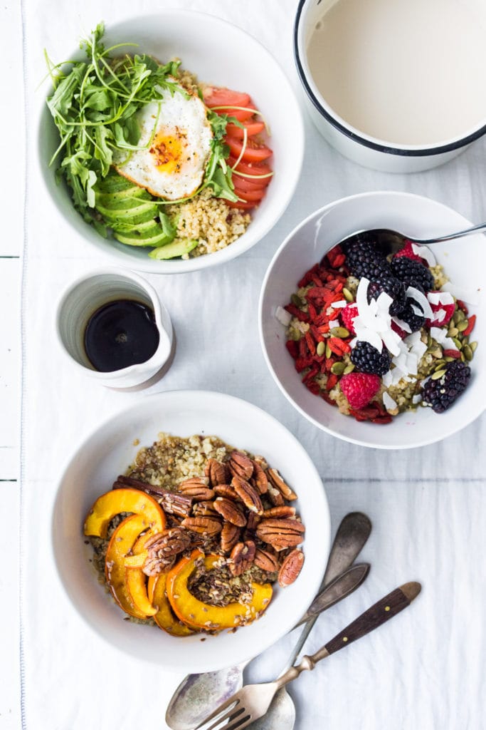 An assortment of Quinoa breakfast bowls. 