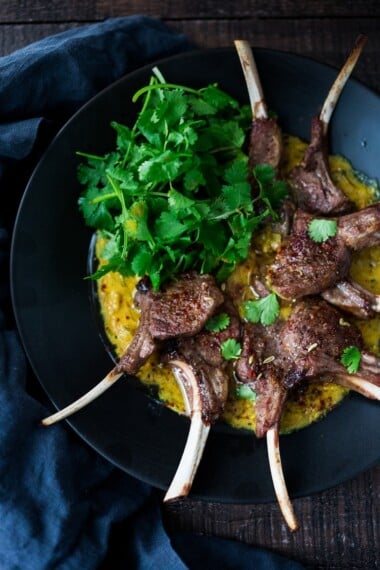 Roasted lamb Chops with Indian Fenugreek Sauce