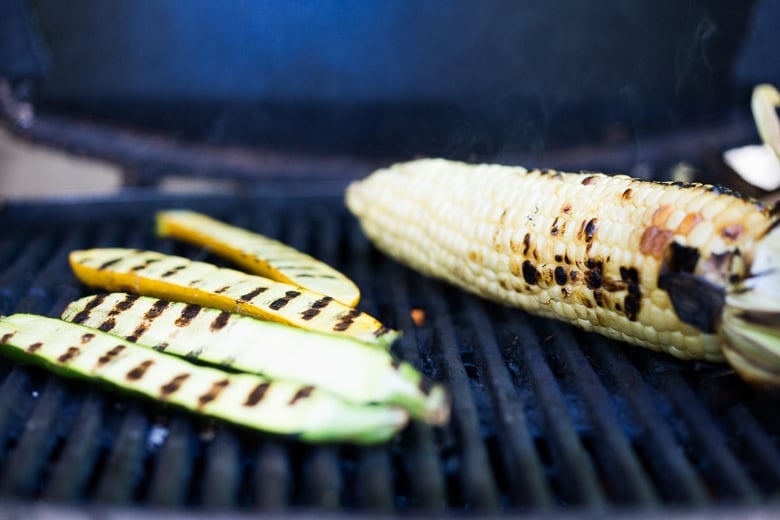 grilling vegetables for the pasta salad. 
