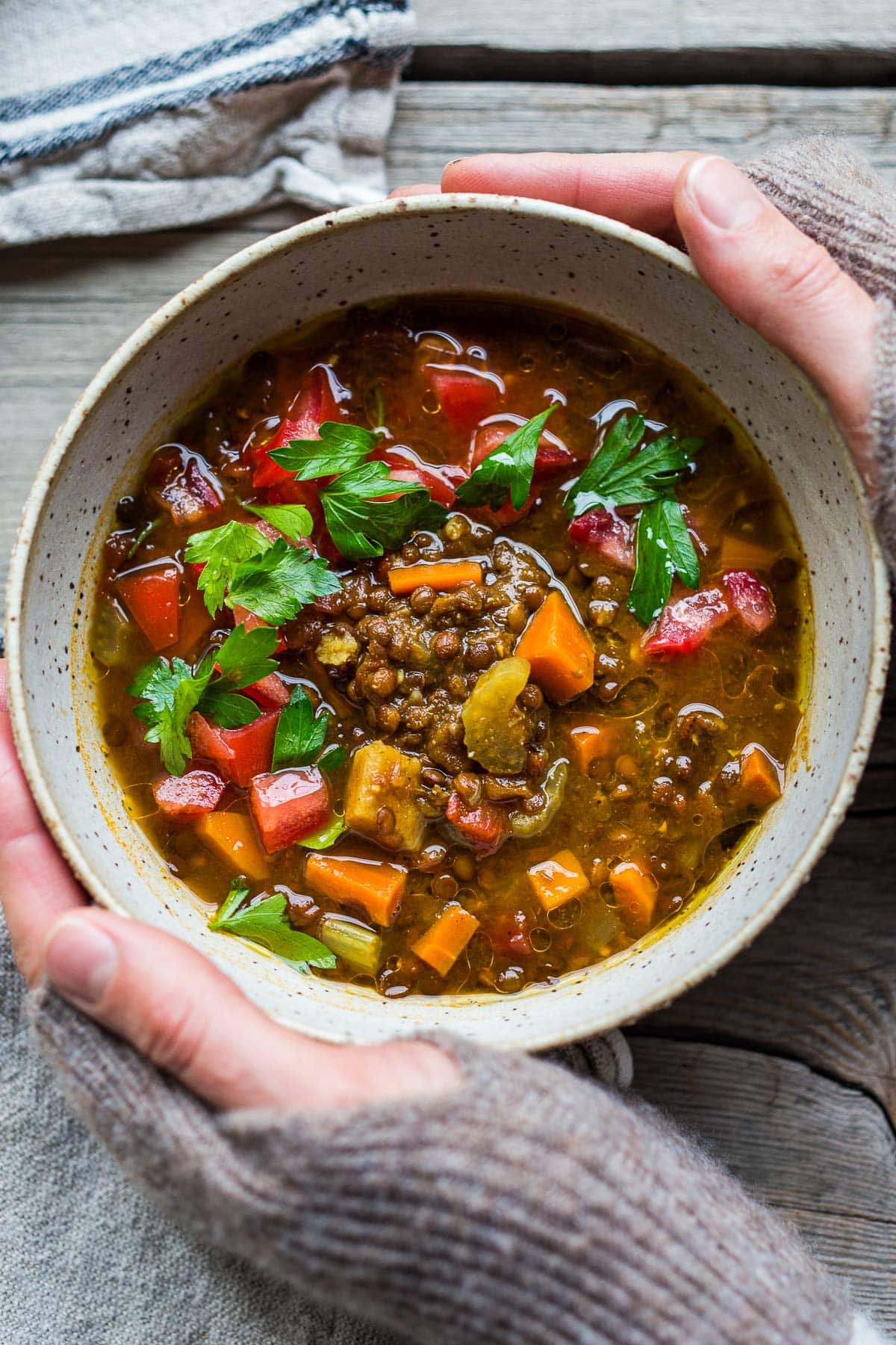 This Instant Pot Lentil Soup is cozy and comforting! Infused with fragrant Middle Eastern spices, it can be made in your Instant Pot or on your stovetop. Vegan, fast & easy. Includes a Video.