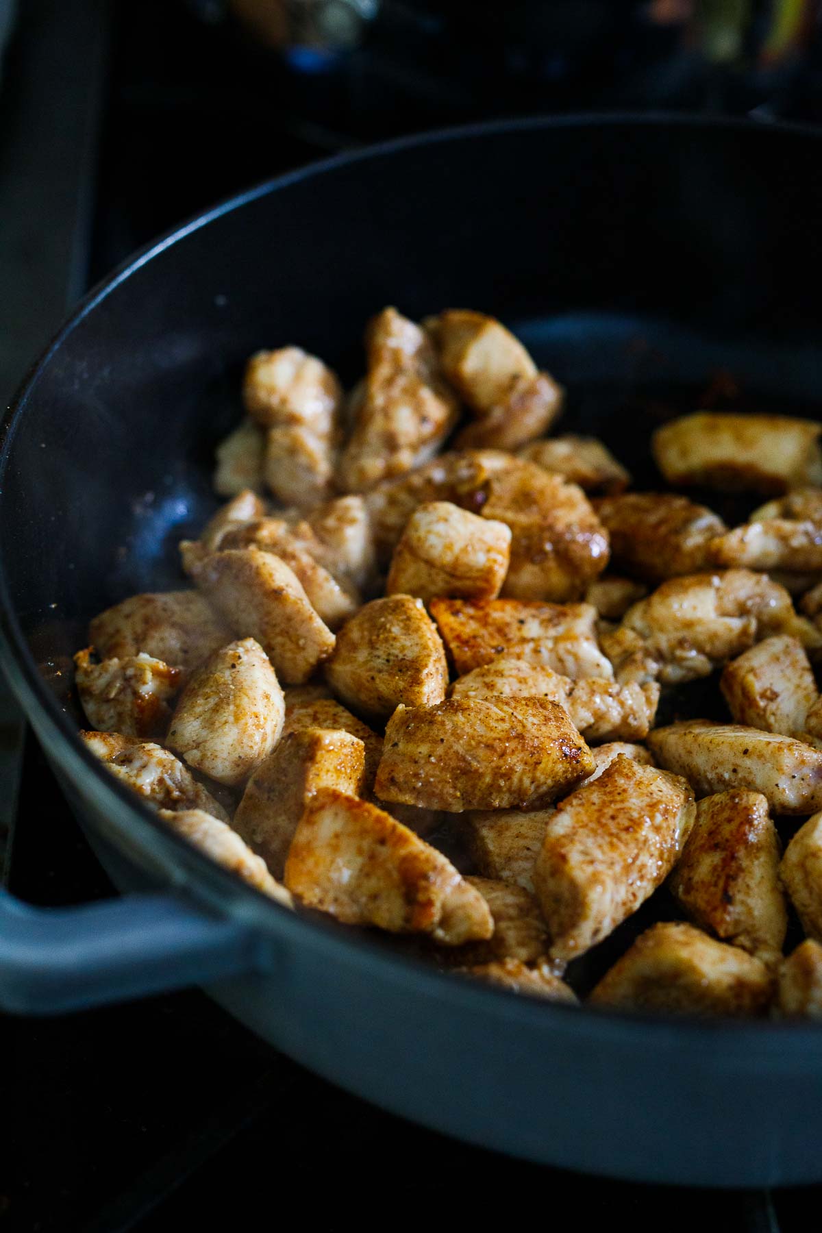 searing the chicken