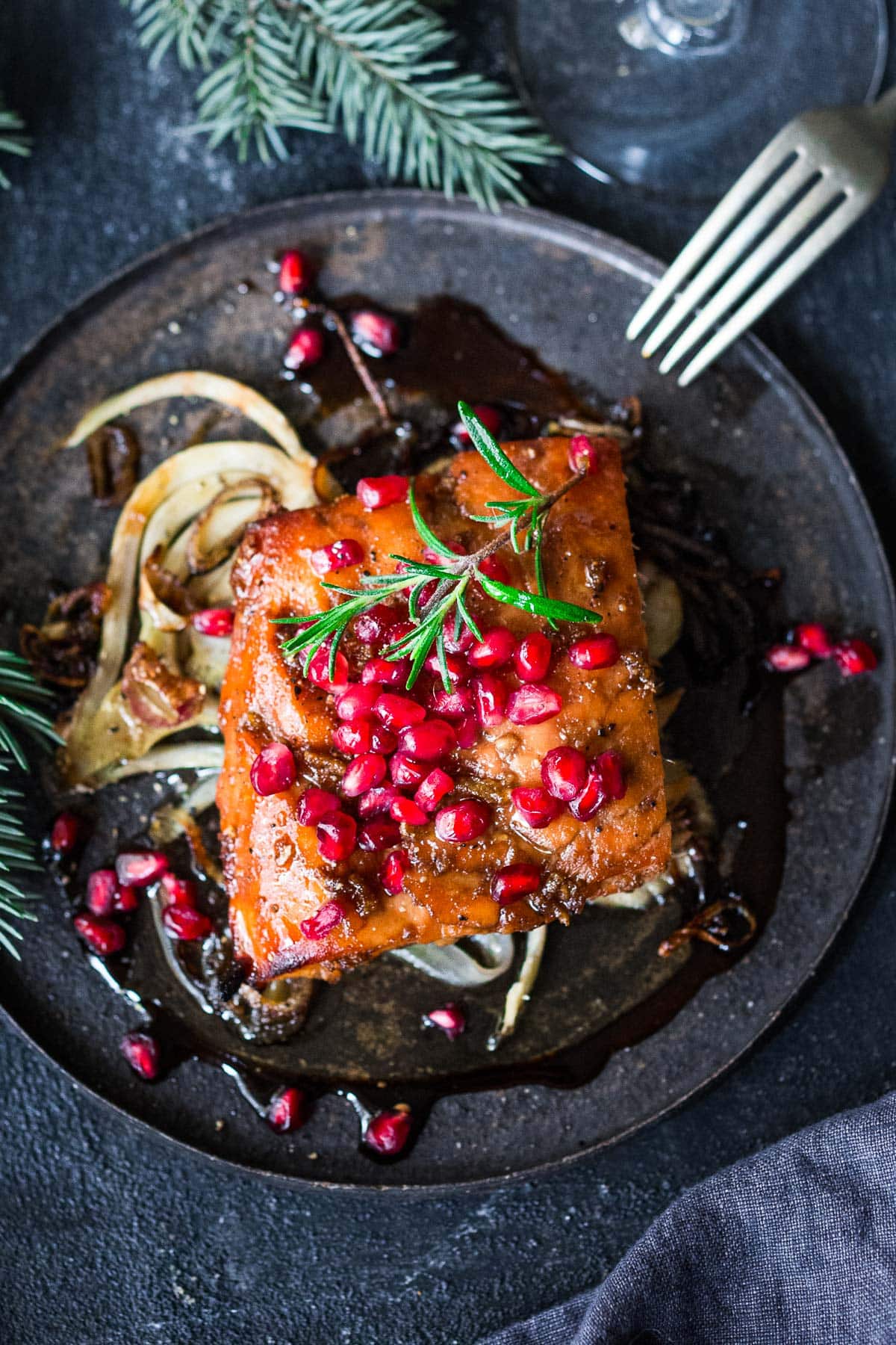 main dish recipes from feasting at home- pomegranate salmon