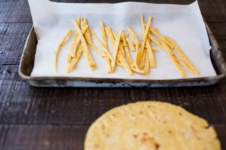 making tortilla strips.