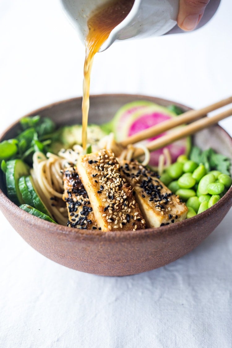 Our 25 BEST Vegan Buddha Bowls! Our 25 BEST Vegan Buddha Bowls!|Zen Noodle Bowl- loaded up with fresh seasonal veggies and a delicious Ponzu Dressing, this healthy bowl can be made with seared ahi tuna or sesame ginger tofu. Vegan and Grain-free adaptable! (Try it with zucchini noodles!) #noodles #ahi #bowls #healthy #ponzu #tofu #vegan #buddhabowl #plantbased #eatclean #cleaneating