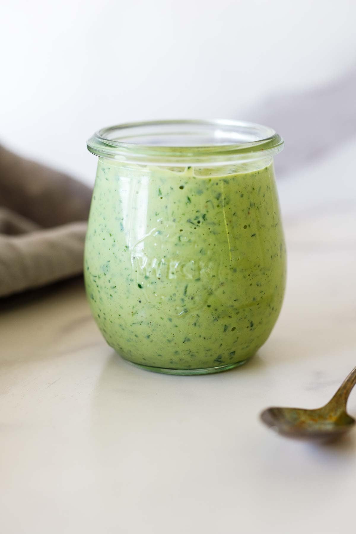 Green Goddess dressing in a jar. 