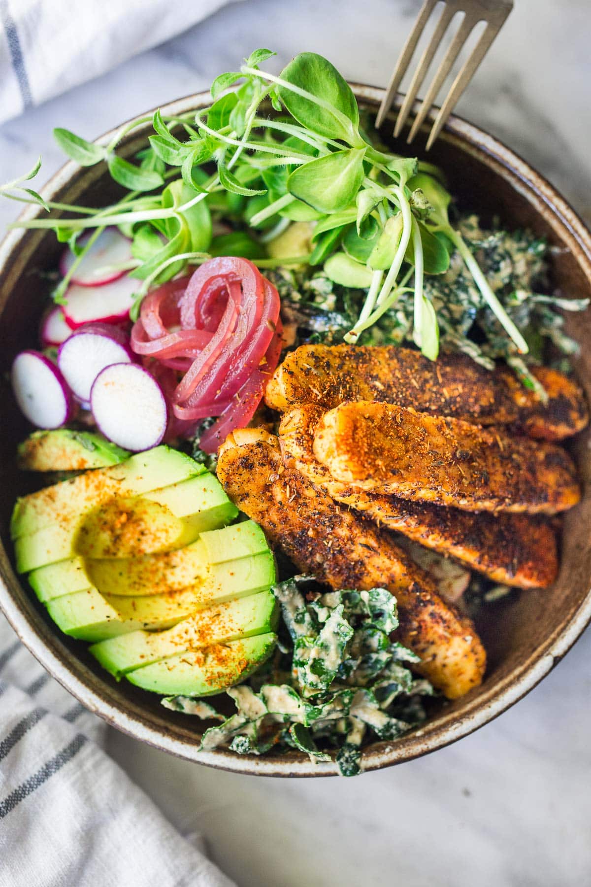 vegan tempeh salad in a bowl.