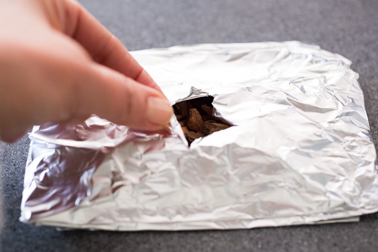 making a foil packet for smoke to escape.