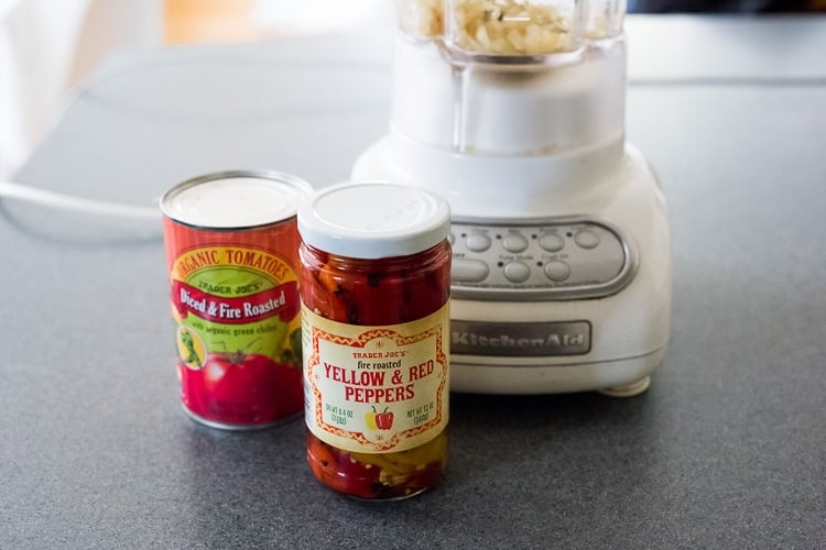 sauce ingredients by a blender.