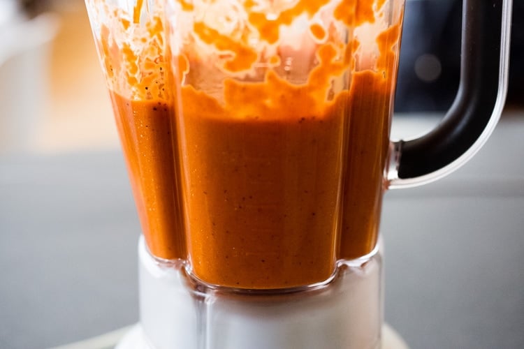 blended red pepper sauce.