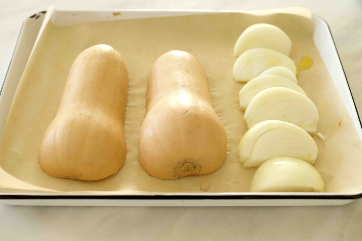 butternut on a sheet pan.