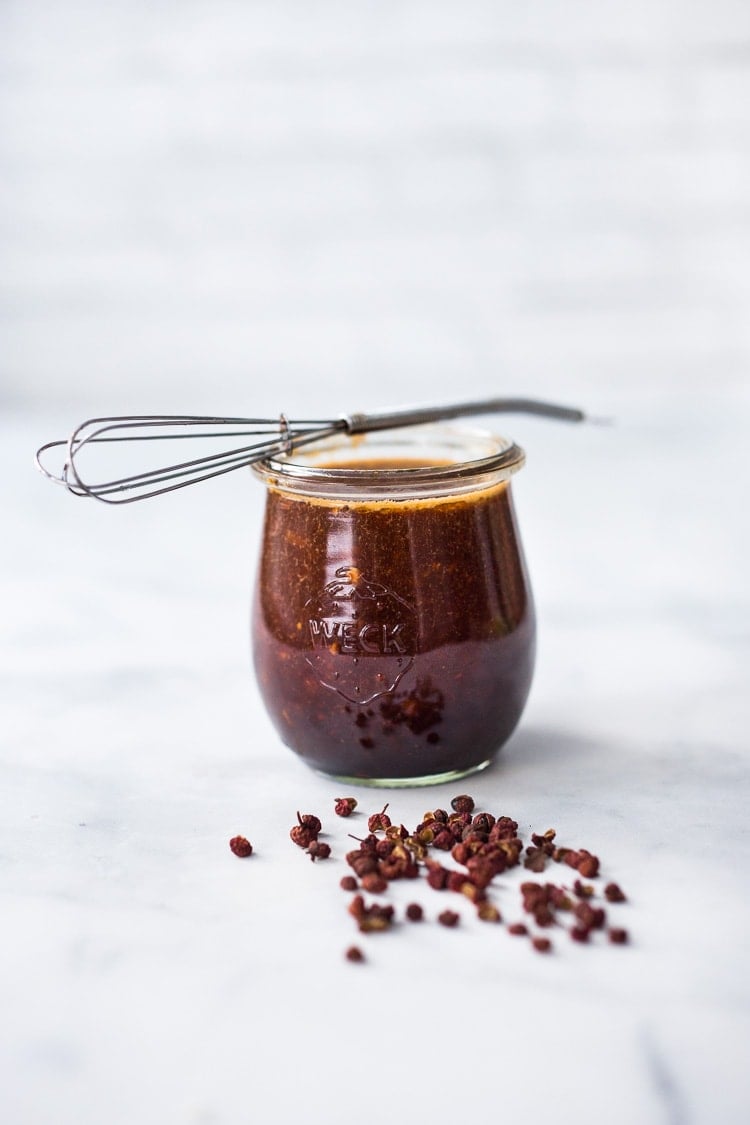 Authentic Szechuan Sauce! Use as easy delicious stir-fry sauce or flavorful marinade - preservative-free, msg free, gluten-free adaptable, vegan and full of amazing flavor! Can be made in 5 minutes! #stirfrysauce #szechuan #sauce #stirfry #chinese #recipe #marinade #szechuansauce #szechuanrecipe