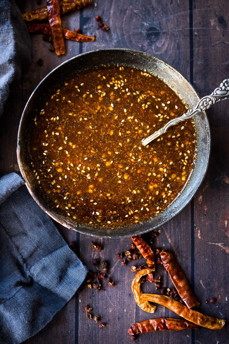 Amazing and Authentic Szechuan Sauce! Use as a flavorful stir-fry sauce for veggies or noodles, or use it as a marinade for tofu, chicken, shrimp or beef! Healthier than store-bought versions with no preservatives or msg, It is gluten-free adaptable and vegan! Can be made in 5 minutes flat and keeps for 10 days in the fridge!