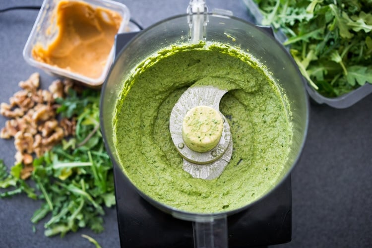 walnut pesto in the food processor. 