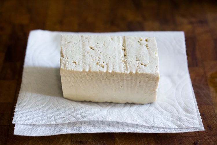 pat dry tofu with paper towels.