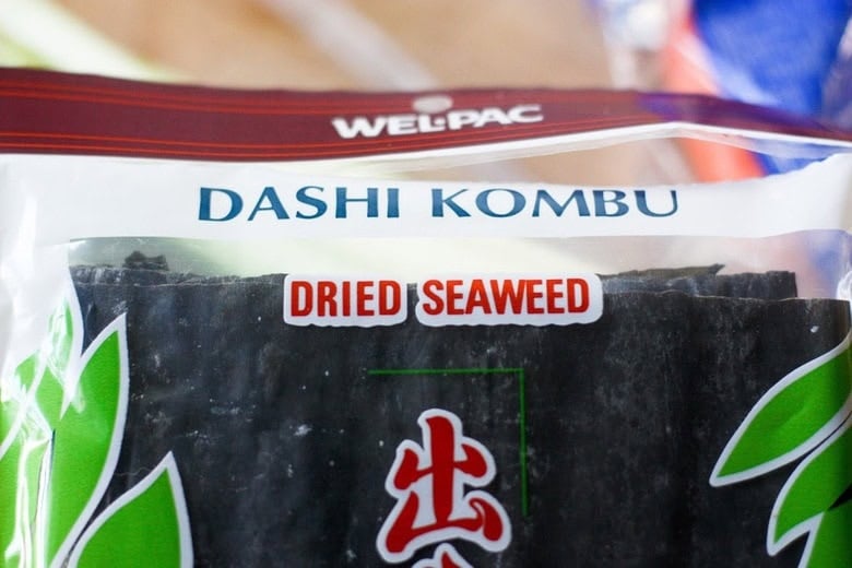 packaged of dashi kombu (dried seaweed).