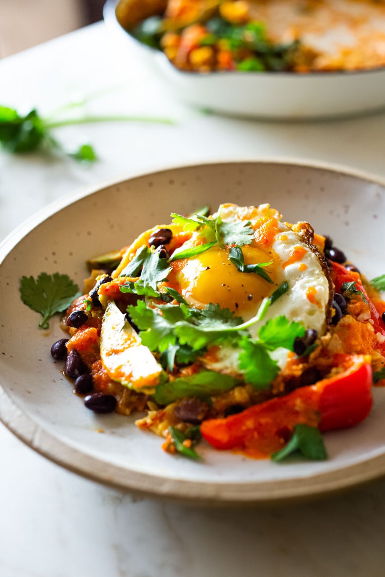 chilaquiles with an egg on top.