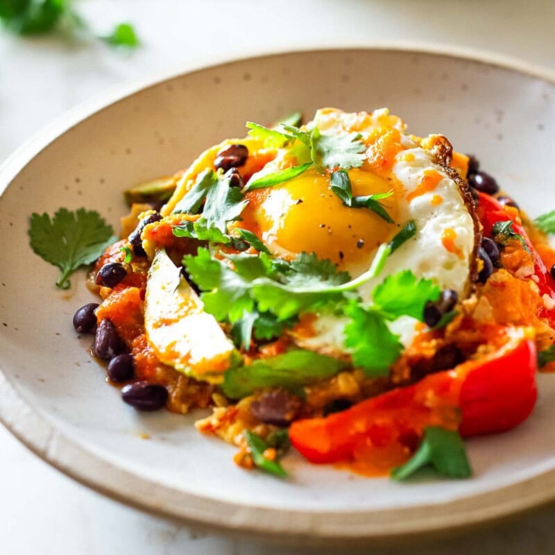 chilaquiles with an egg on top.