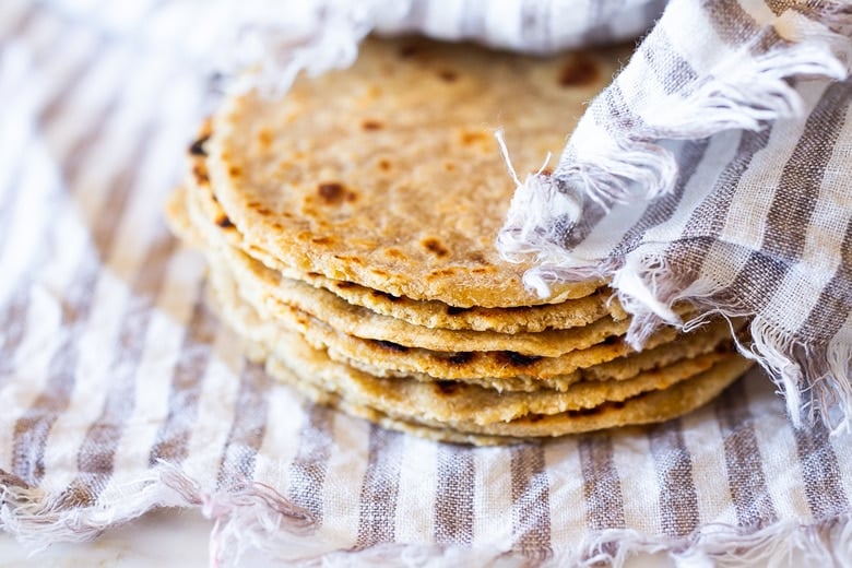 stack of corn tortillas.