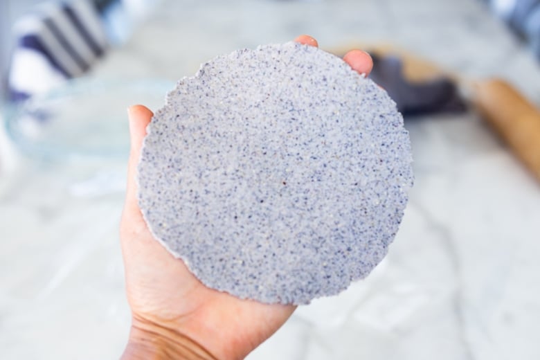 a pressed tortilla.