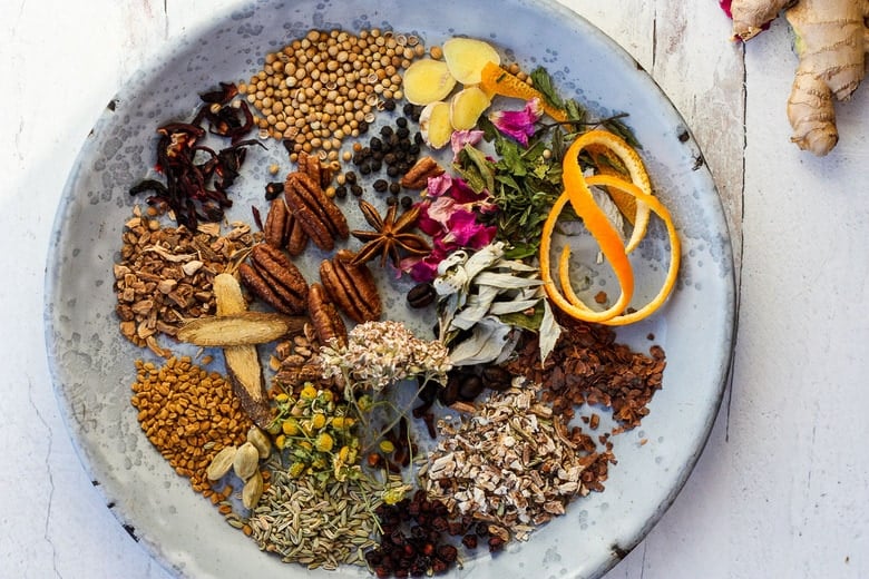 bitters ingredients on a plate.