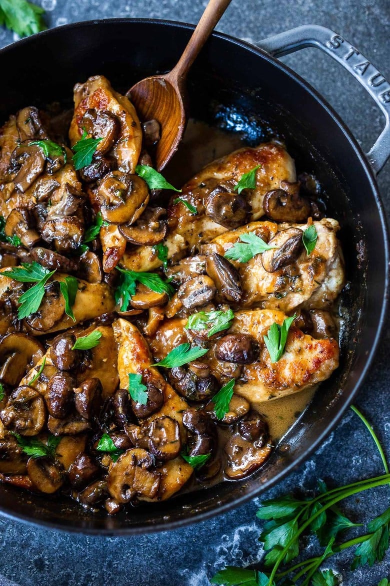 30 Comfort Food Recipes for Fall 30 Comfort Food Recipes for Fall! How to make classic Chicken Marsala (with double the mushrooms!) in a rich, earthy, complex Marsala Sauce. Serve over creamy polenta, mashed potatoes or mashed cauliflower or roasted spaghetti Squash! (Vegetarian Adaptable-see recipe notes!)