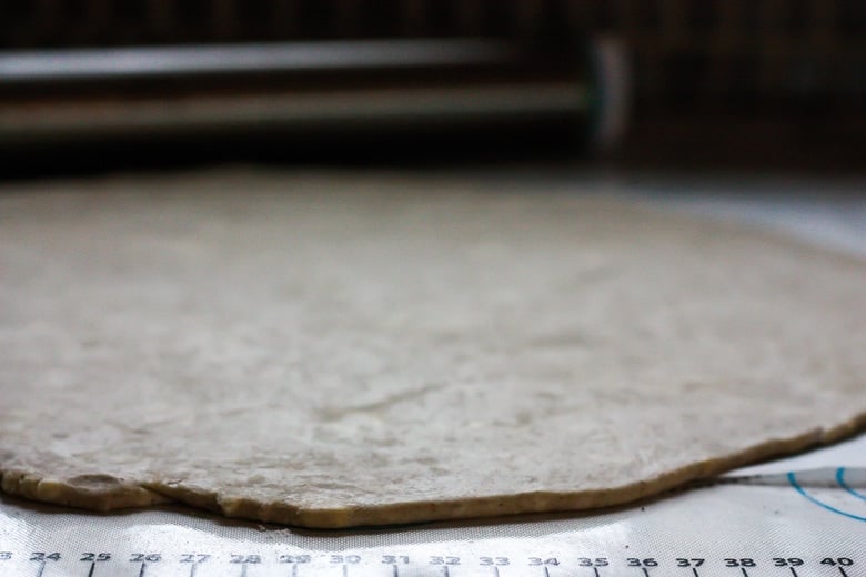 galette dough rolled out to ⅛ inch thick and 14 inches wide.