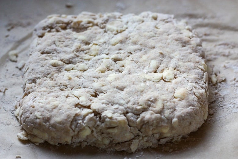rough puff pastry block of dough.
