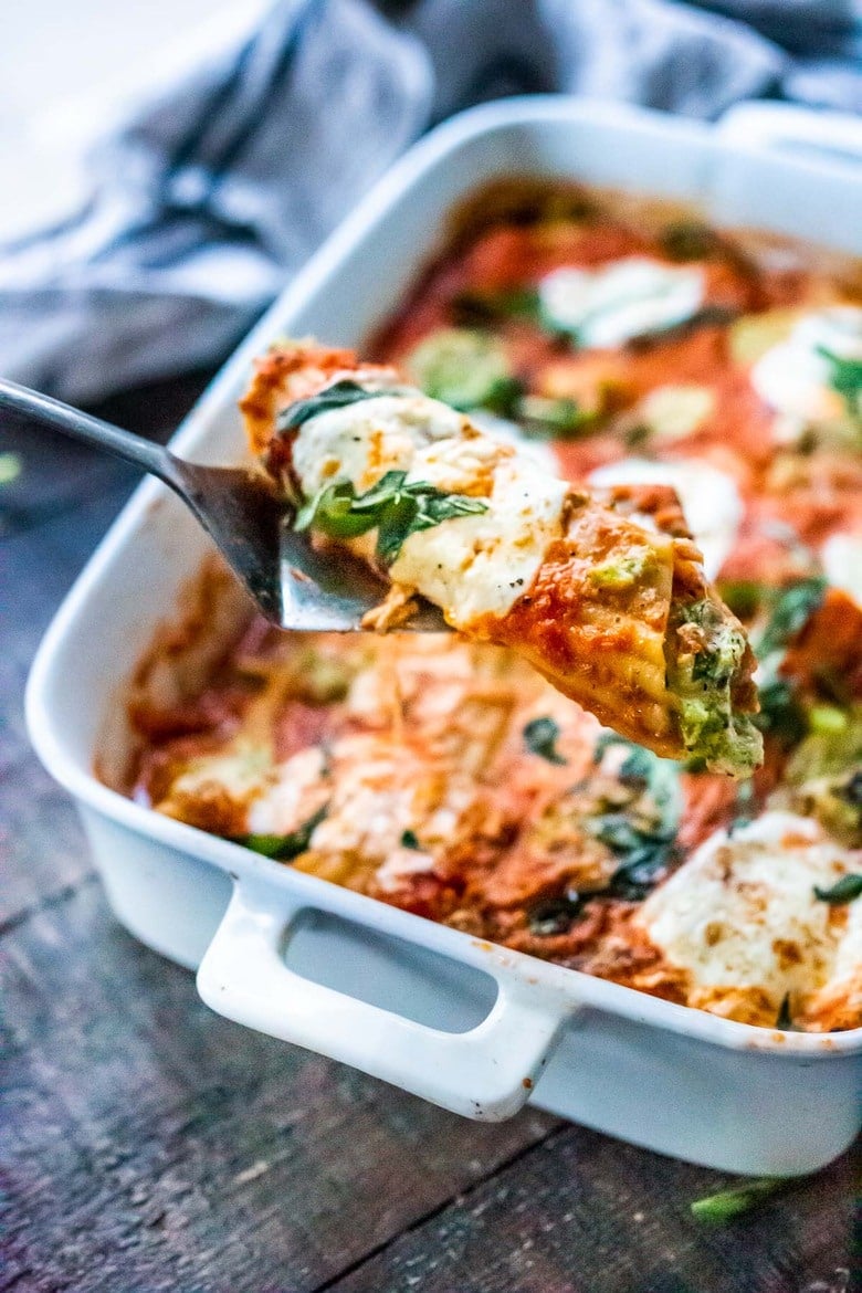 You will love how easy this baked manicotti recipe is! A no-boil version made with creamy broccoli cheese filling and a quick tomato sauce.