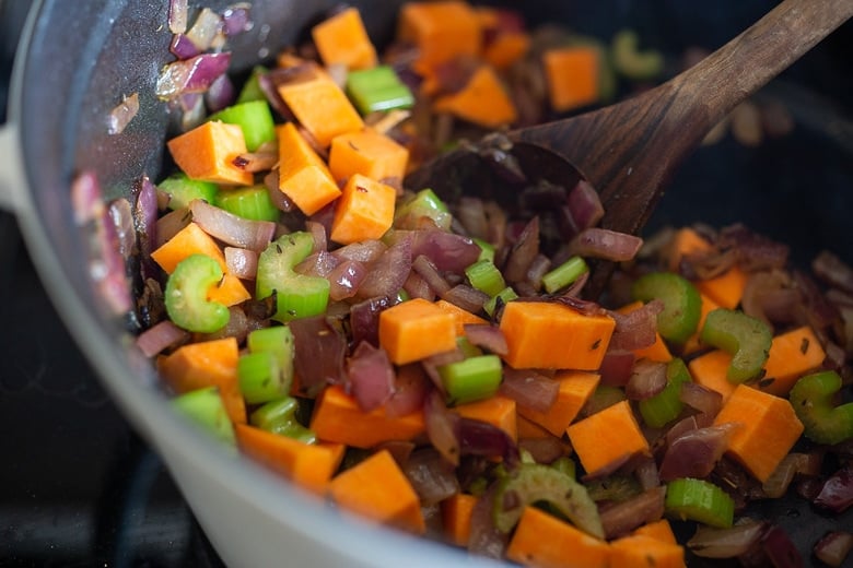 saute the sweet potato