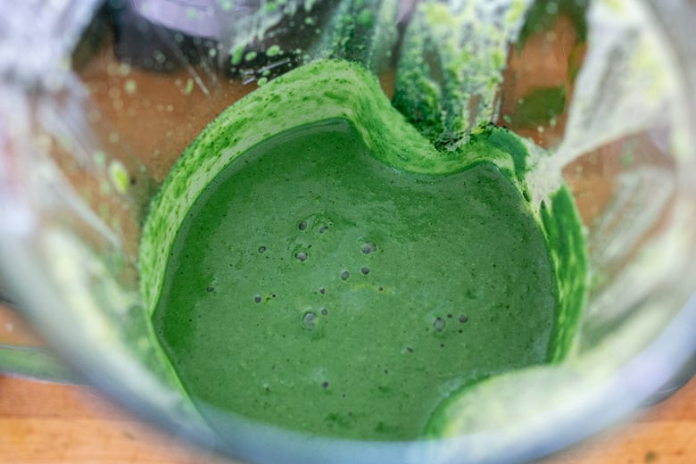 seaweed salad dressing in a blender.