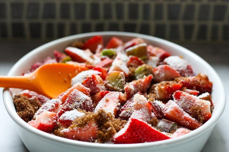 mix filling to coat with sugar and tapioca
