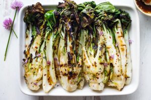 Succulent Grilled Bok Choy with flavorful Ponzu Sauce is tender and juicy with toasty savory flavor. An easy side dish that is delicious and healthy!