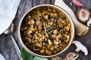 This recipe for Mushroom Lentil Stew with Fennel and Sage is earthy, hearty and richly spiced. Delicious and vegan!