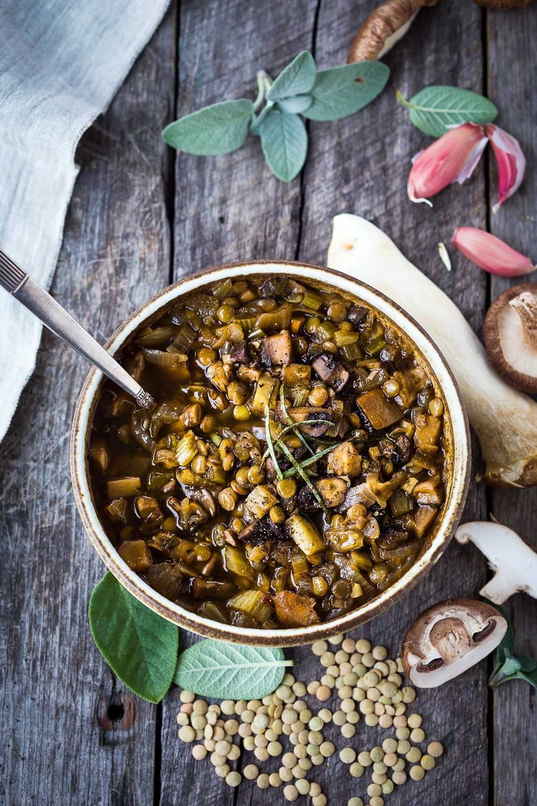 This recipe for Mushroom Lentil Stew with Fennel and Sage is earthy, hearty and richly spiced. Delicious and vegan!