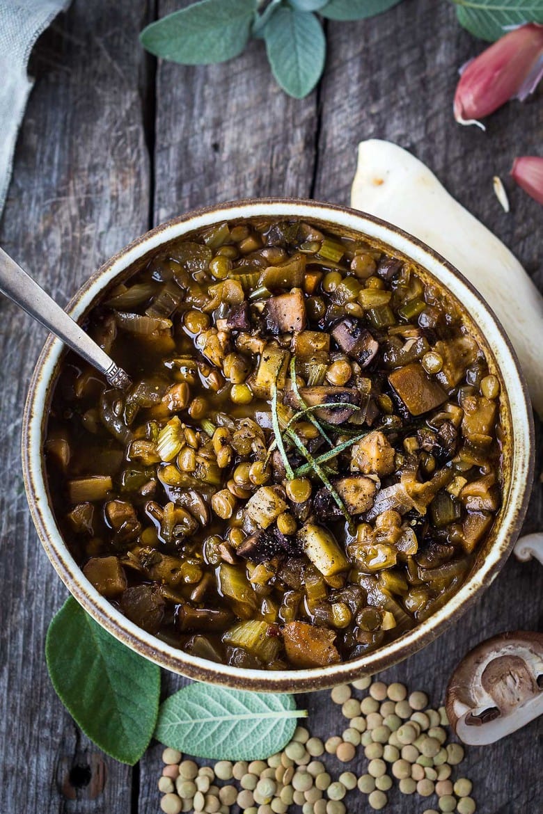 This recipe for Mushroom Lentil Stew with Fennel and Sage is earthy, hearty and richly spiced. Delicious and vegan!