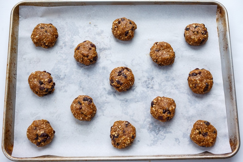 cookies on a tray ready to bake