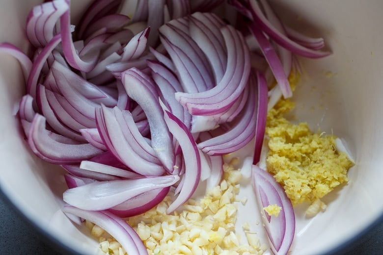 Onions and ginger.