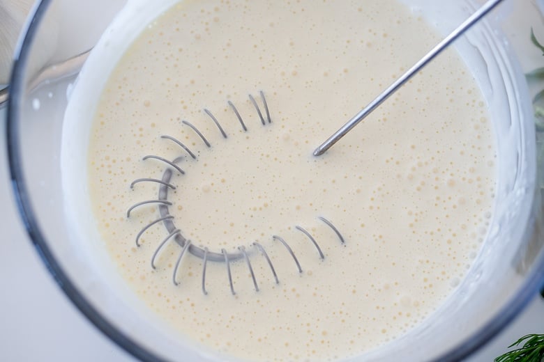 whisking sour cream, buttermilk and mayo.