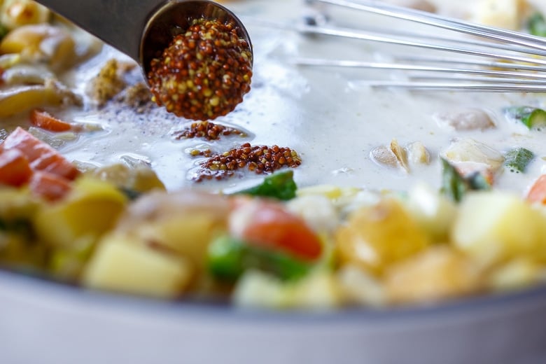 adding mustard for a kick of flavor. 